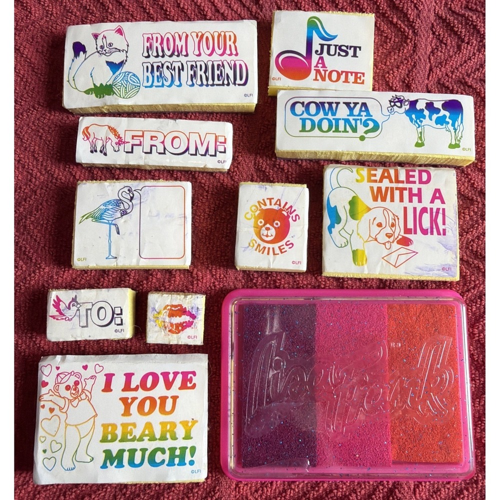 Lot of 10 Vintage Lisa Frank Foam Rubber Stamps Stampsations Animals Cat Dog